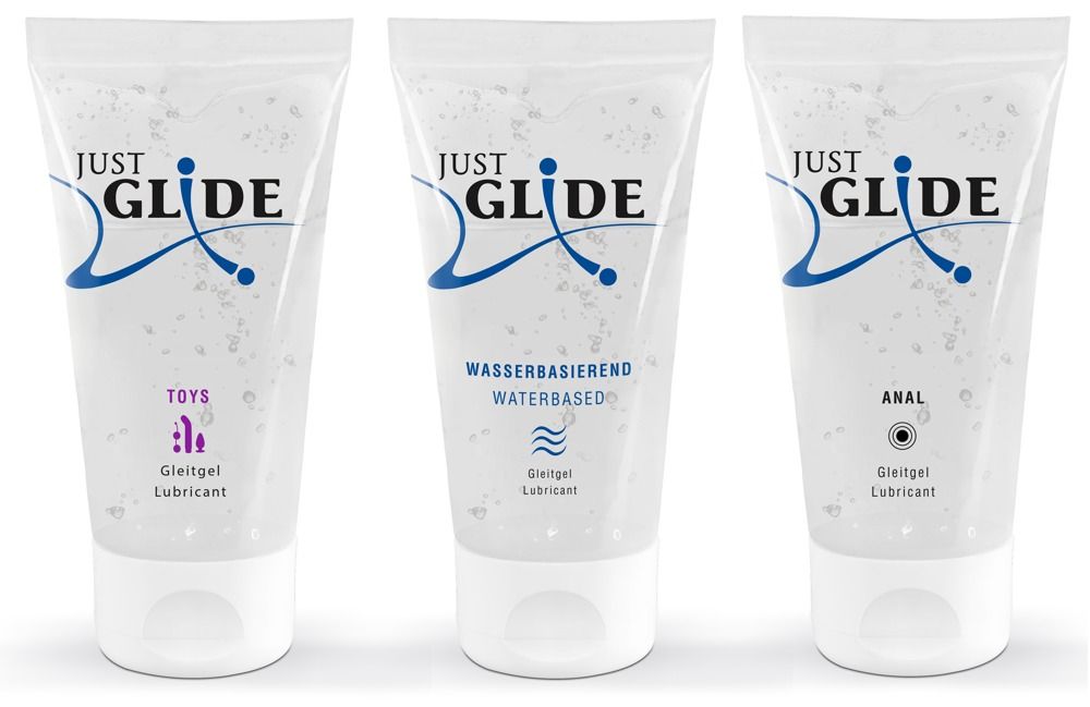 Trois tubes de gel lubrifiant : Toys, à base d'eau et anal.