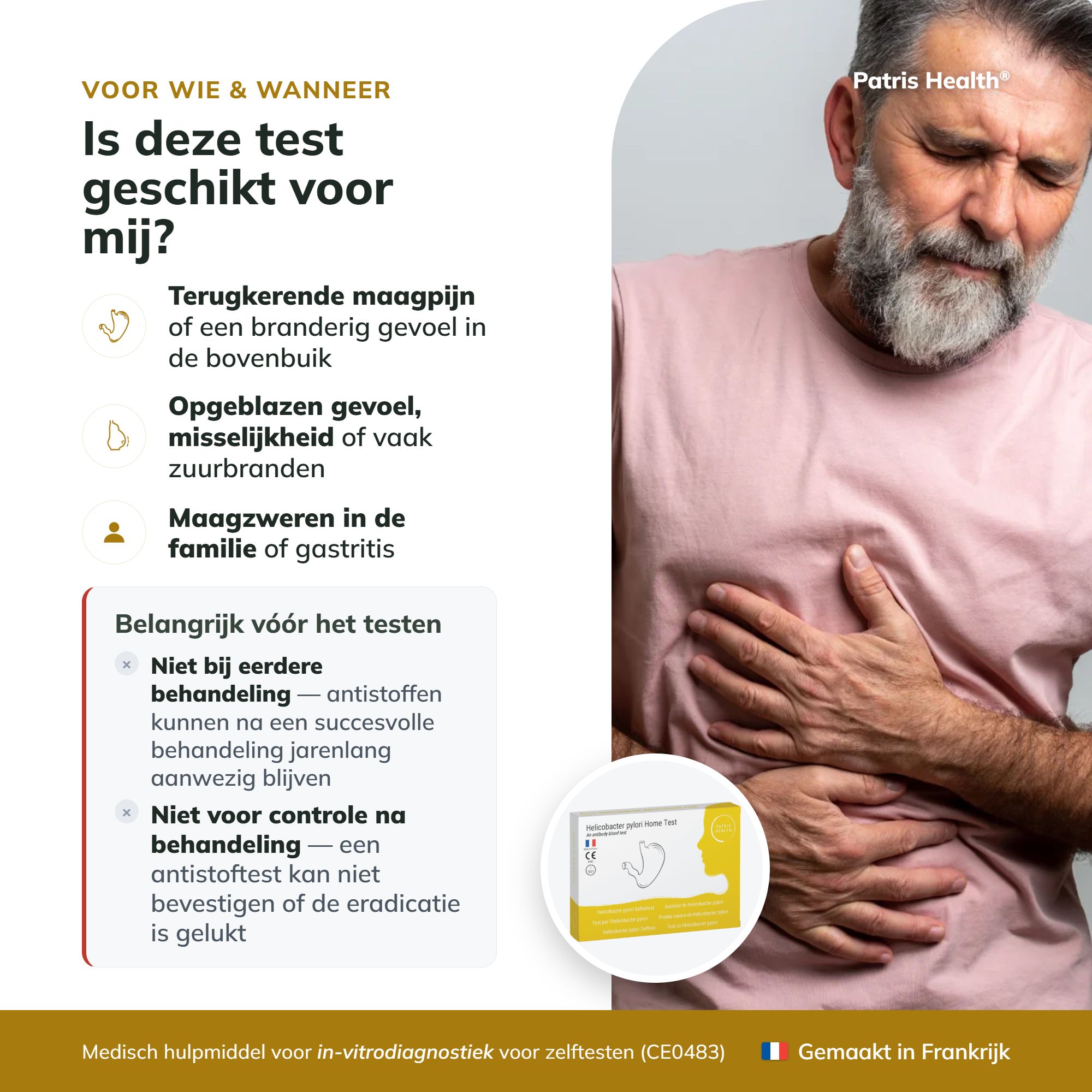 De belofte van Patris Health: Vervanging of terugbetaling bij ongeldig resultaat. Supportteam helpt.