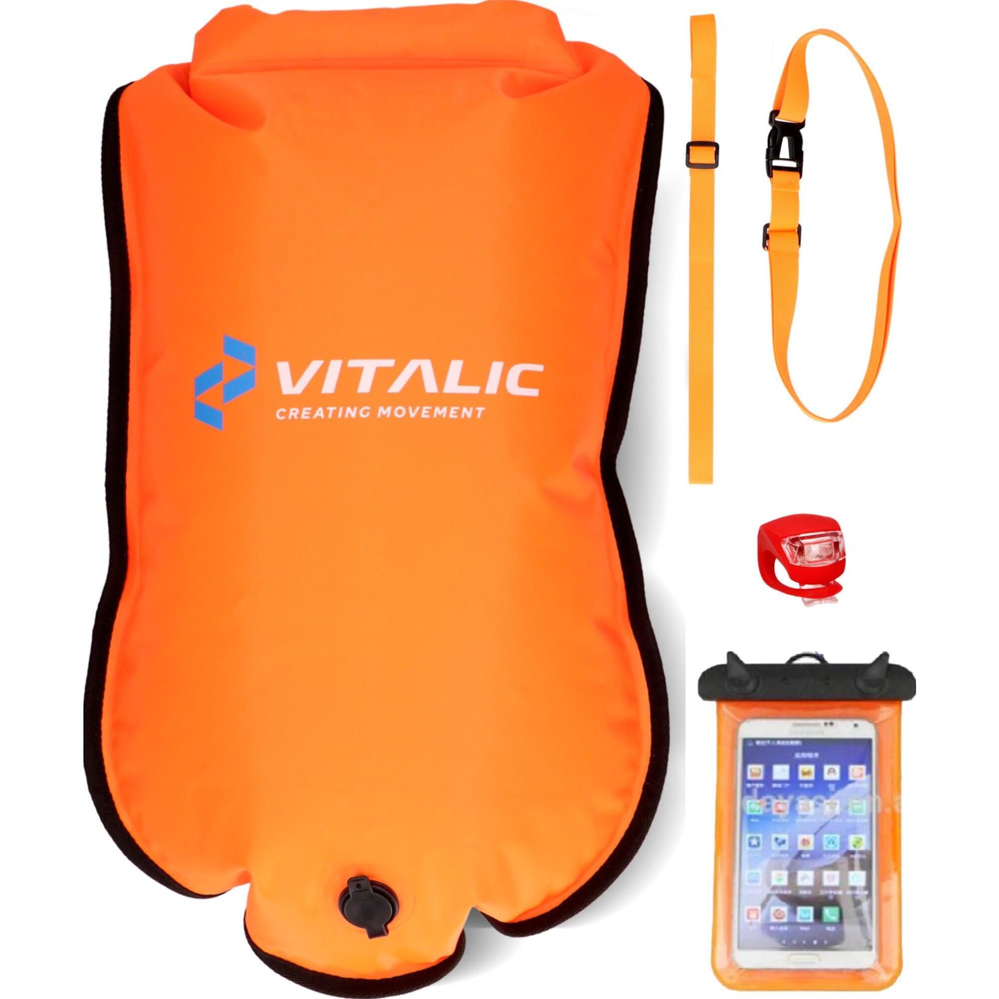 Bouée De Natation 2-en-1 IKOPFLN – 15L Avec Sac Étanche – Haute Visibilité Orange Pour Nage En Eau Libre