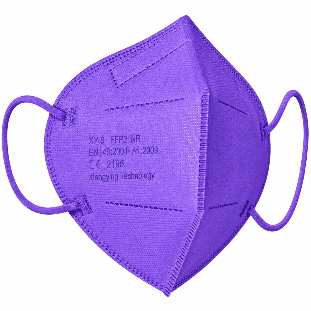 Violet FFP2-masker met CE-certificering en 5 lagen.