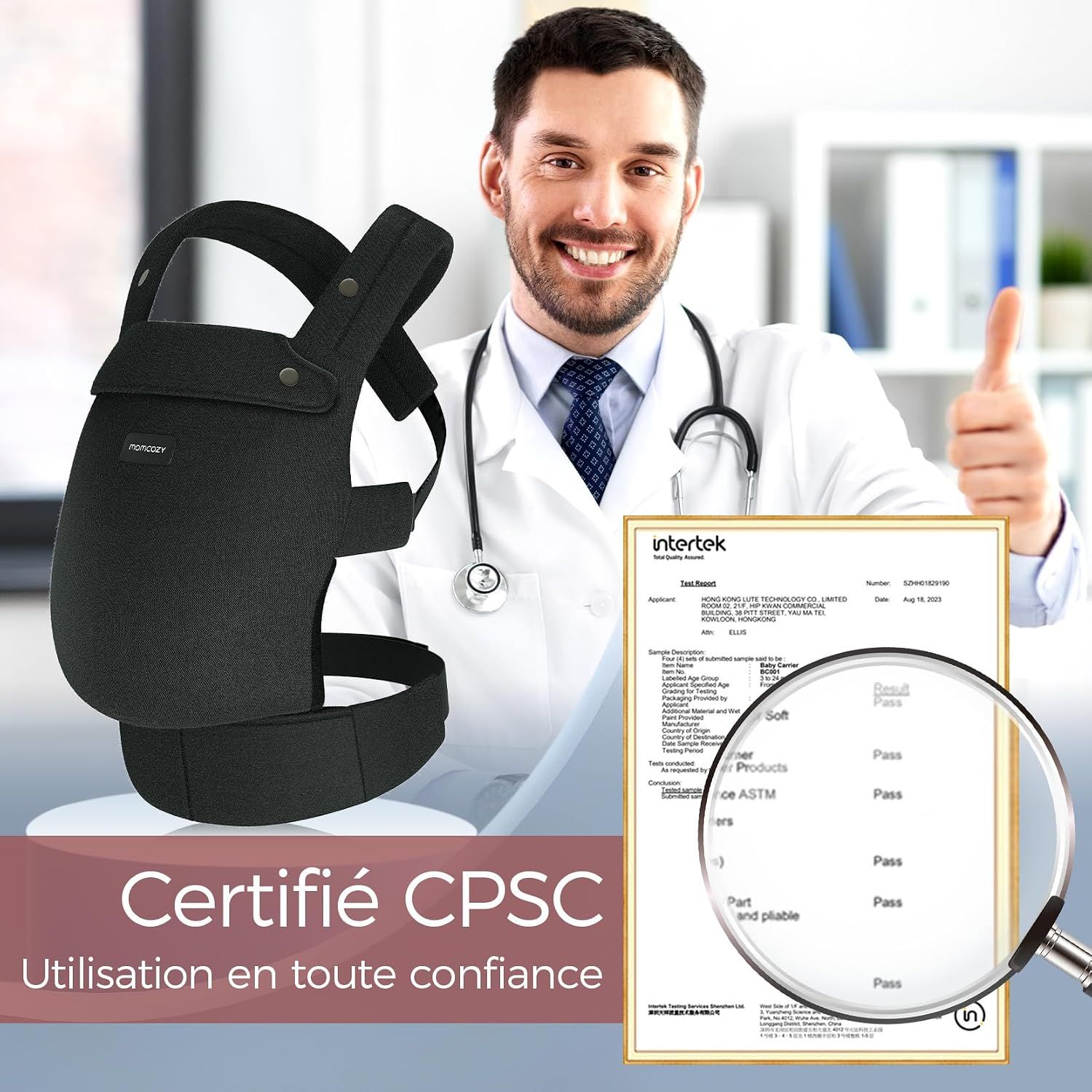 Momcozy Porte-bébé – Léger et respirant noir
