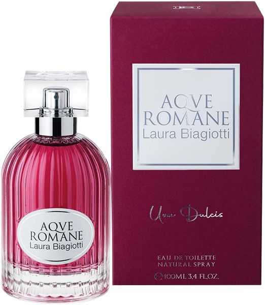 Fles en doos Laura Biagiotti AQVE ROMANE Uva Dulcis Eau de Toilette.
