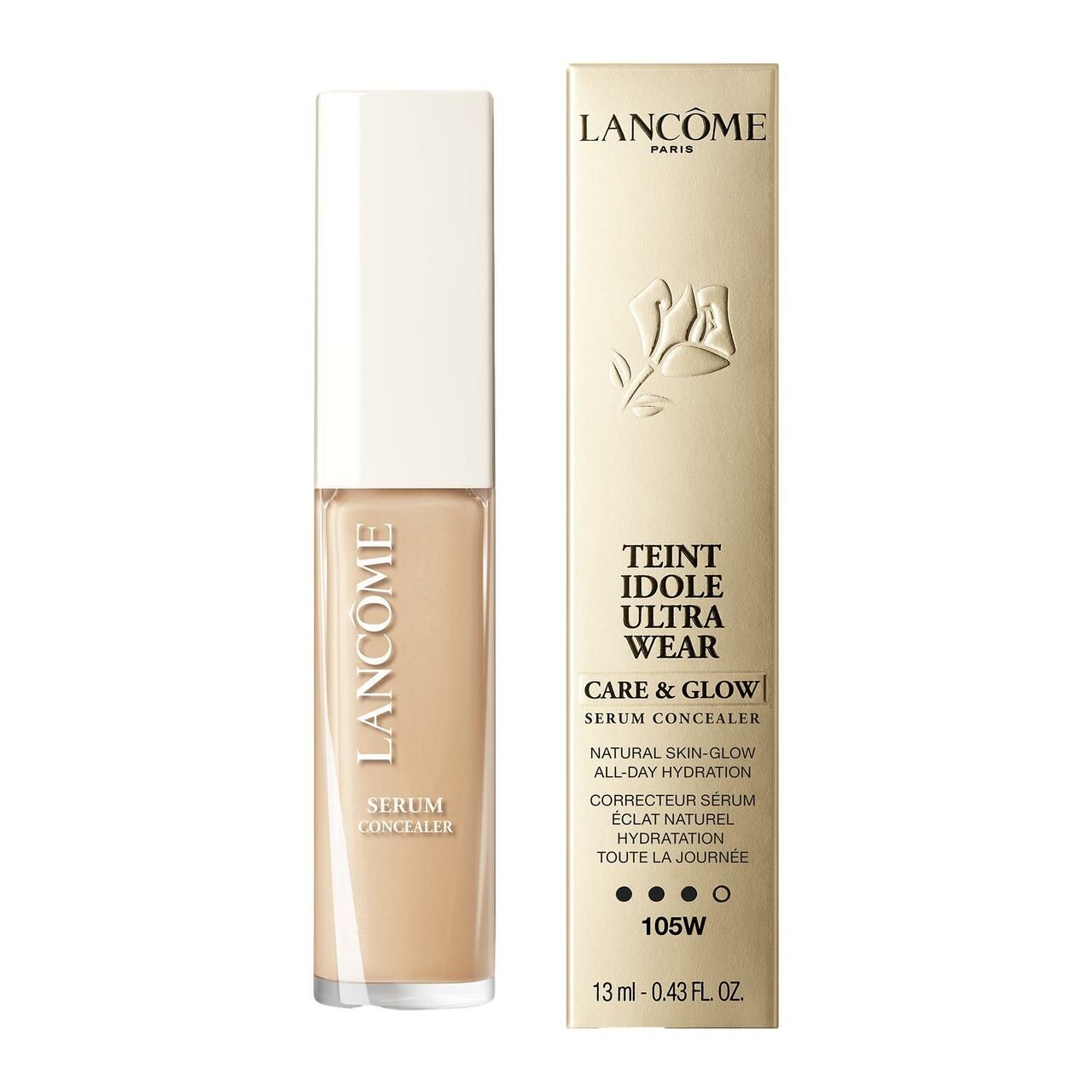 Lancôme Teint Idole Ultra Wear Serum Concealer 105W beige. Flacon et boîte.