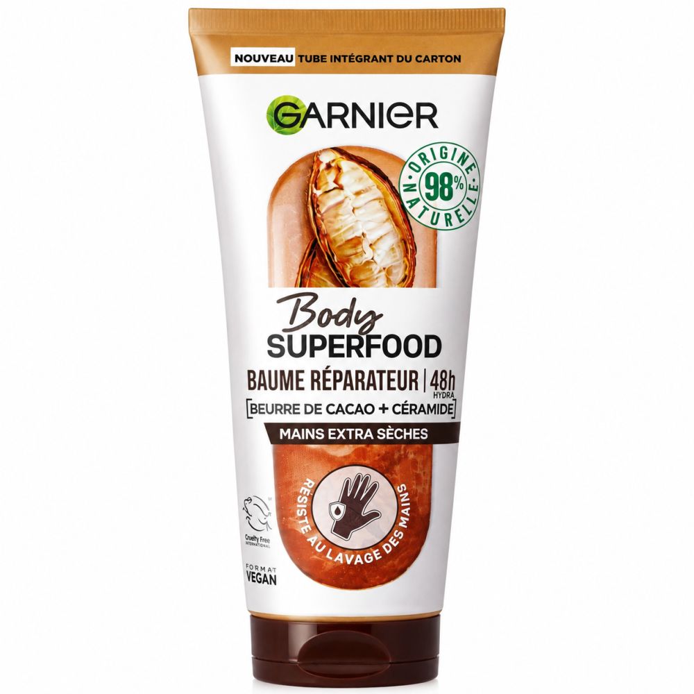Garnier - Baume Réparateur Body Superfood 48h - Mains Extra Seches