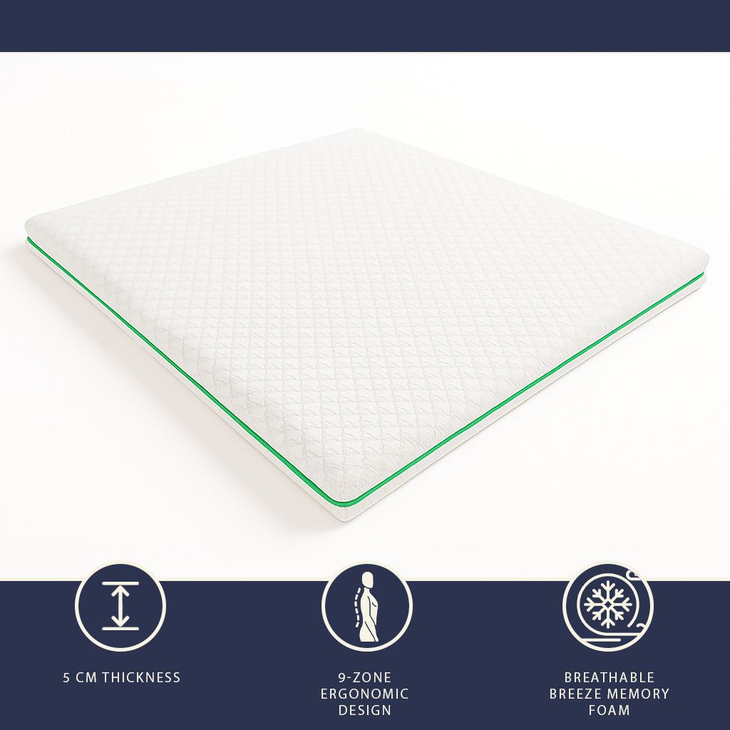 The White Stone Matrastopper 90x200 van Memory Foam Breeze met 9 Zones | Hoogte 5 cm