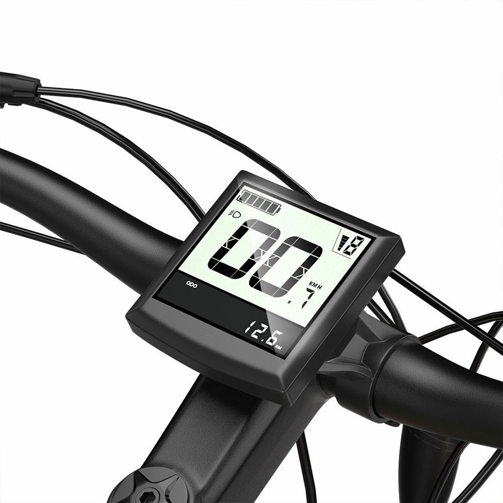 Écran numérique sur un vélo électrique. Affiche la vitesse, la batterie et d'autres informations.