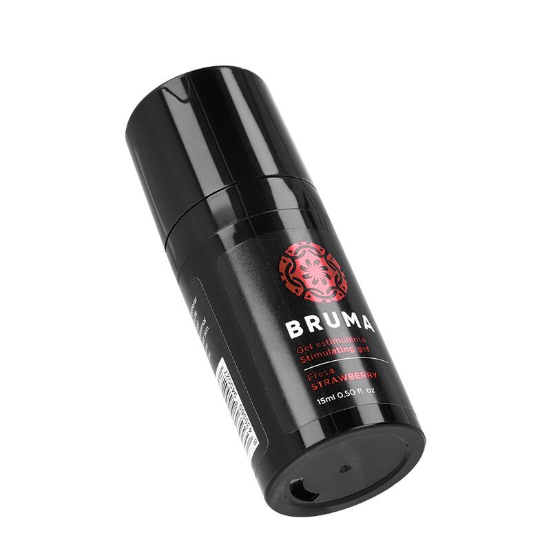 Bruma stimulerende gel flesje met aardbeiensmaak.