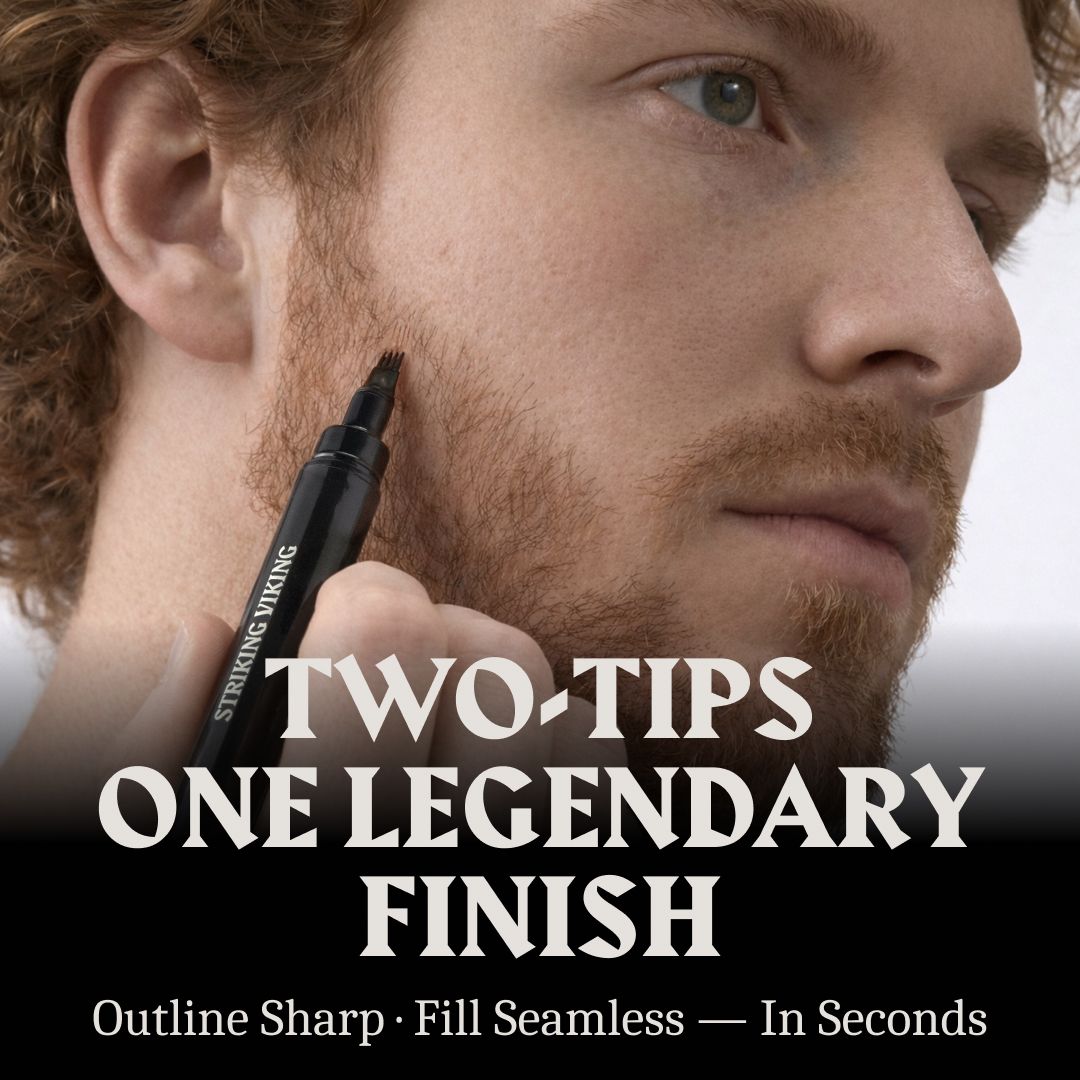 Un homme avec une barbe est traité avec un stylo pour barbe.