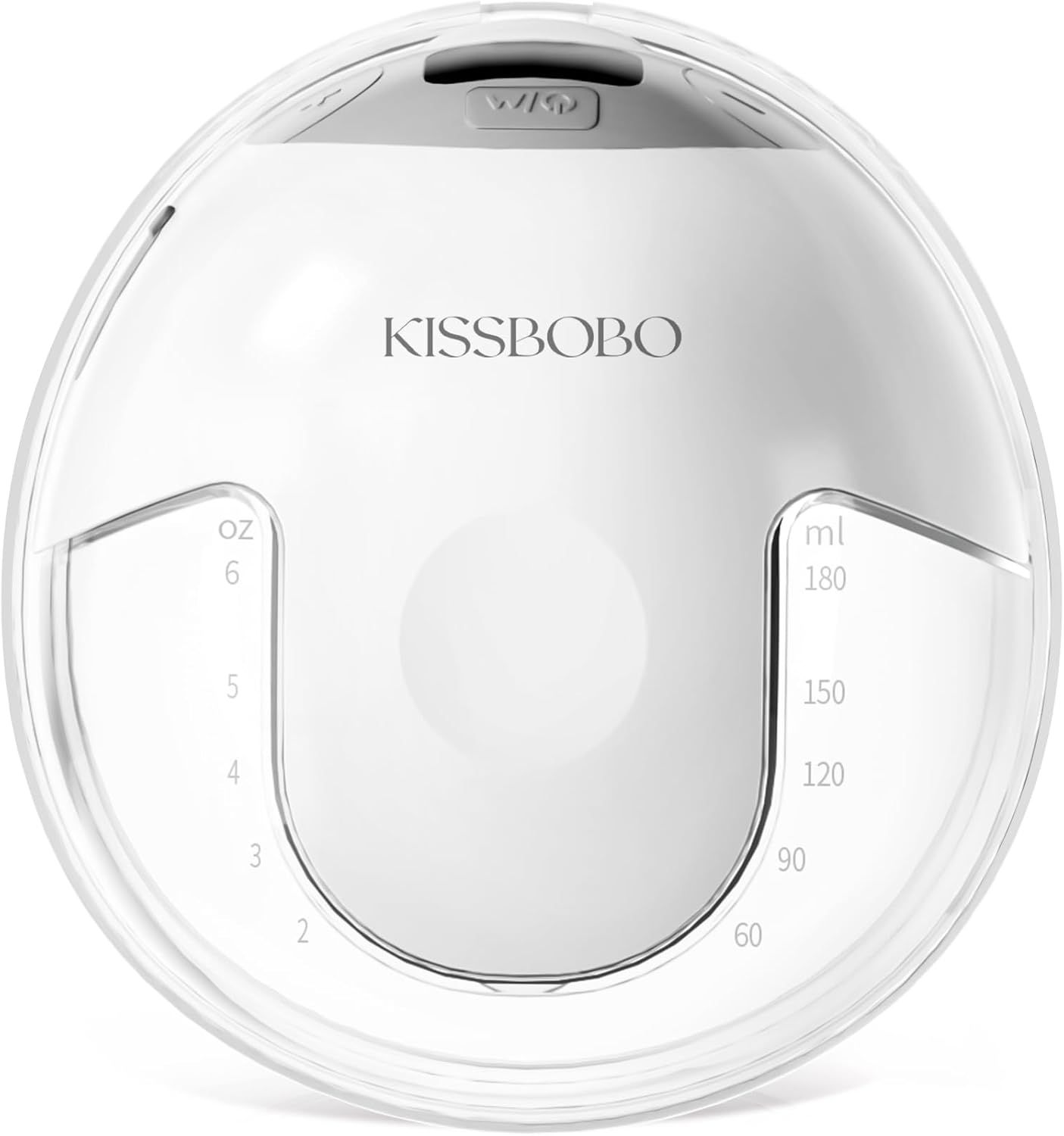 Tire-lait blanc KISSBOBO avec échelle de mesure en ml et oz.