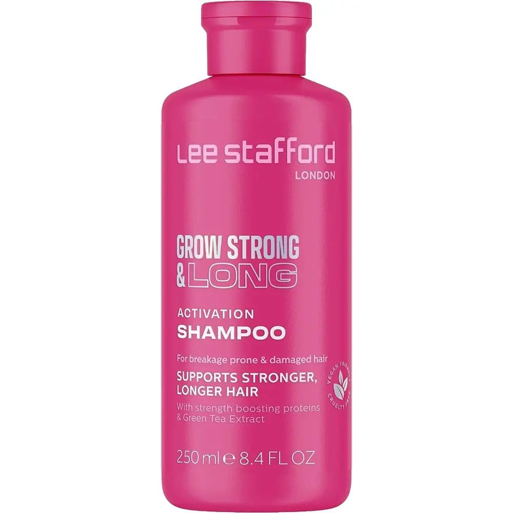 Bouteille de shampooing activateur LEE STAFFORD Grow Strong & Long, 250ml.