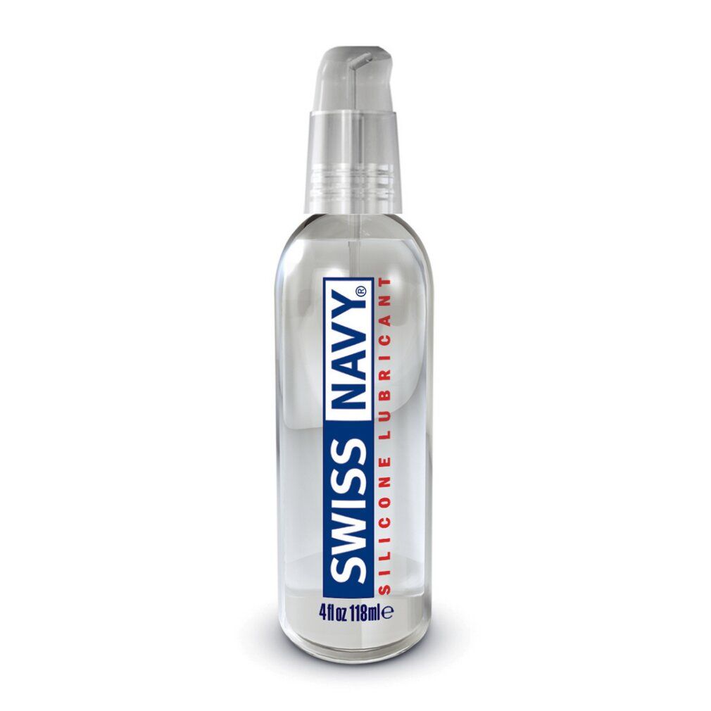Swiss Navy siliconen glijmiddel in doorzichtige fles met pompdos, 118ml.