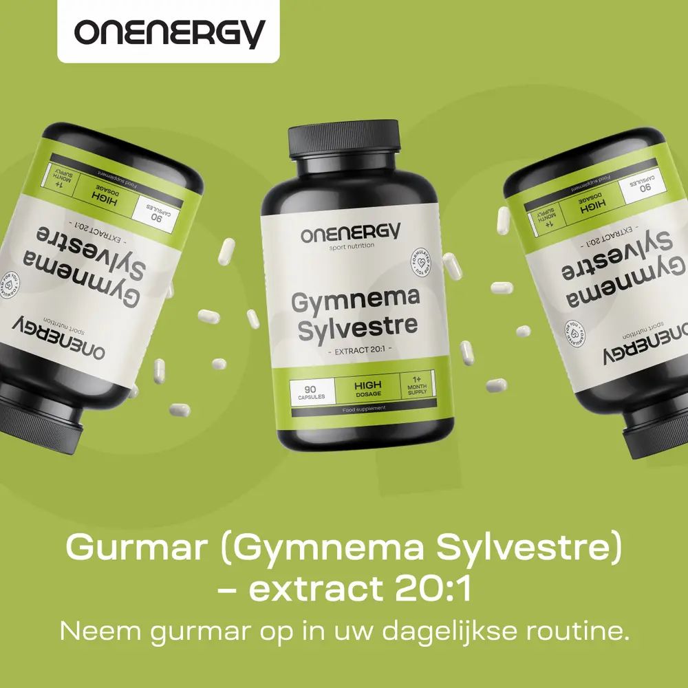 Man in meditatiehouding met OnEnergy Gurmar capsules, Gurmar (Gymnema Sylvestre) extract 20:1.