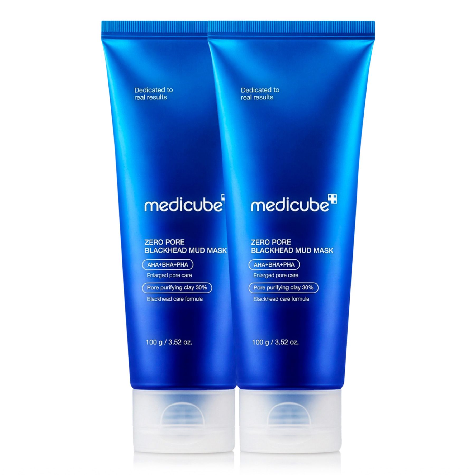 Twee blauwe tubes Medicube Zero Pore Blackhead Mud Mask, elk 100g.