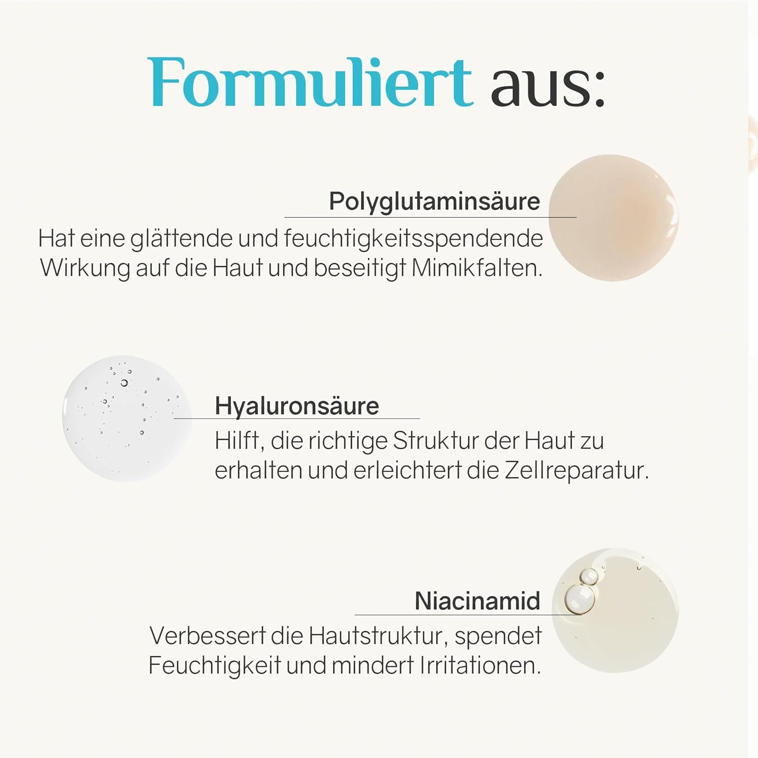 Formulering van Ardaraz pads: Polyglutaminezuur, hyaluronzuur, niacinamide.