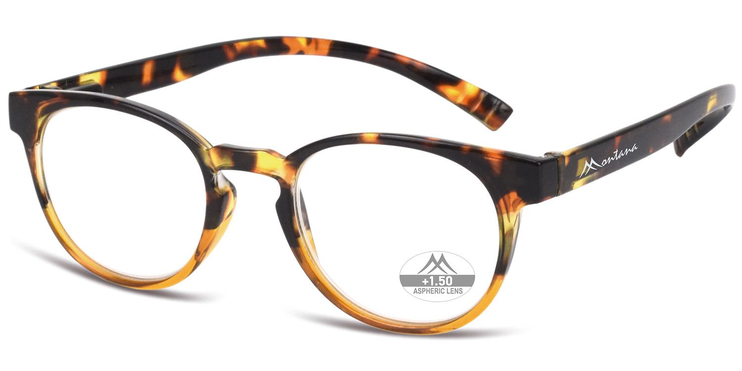 Lunettes marron et jaune. Verres +1.50. Marque Montana Eyewear.