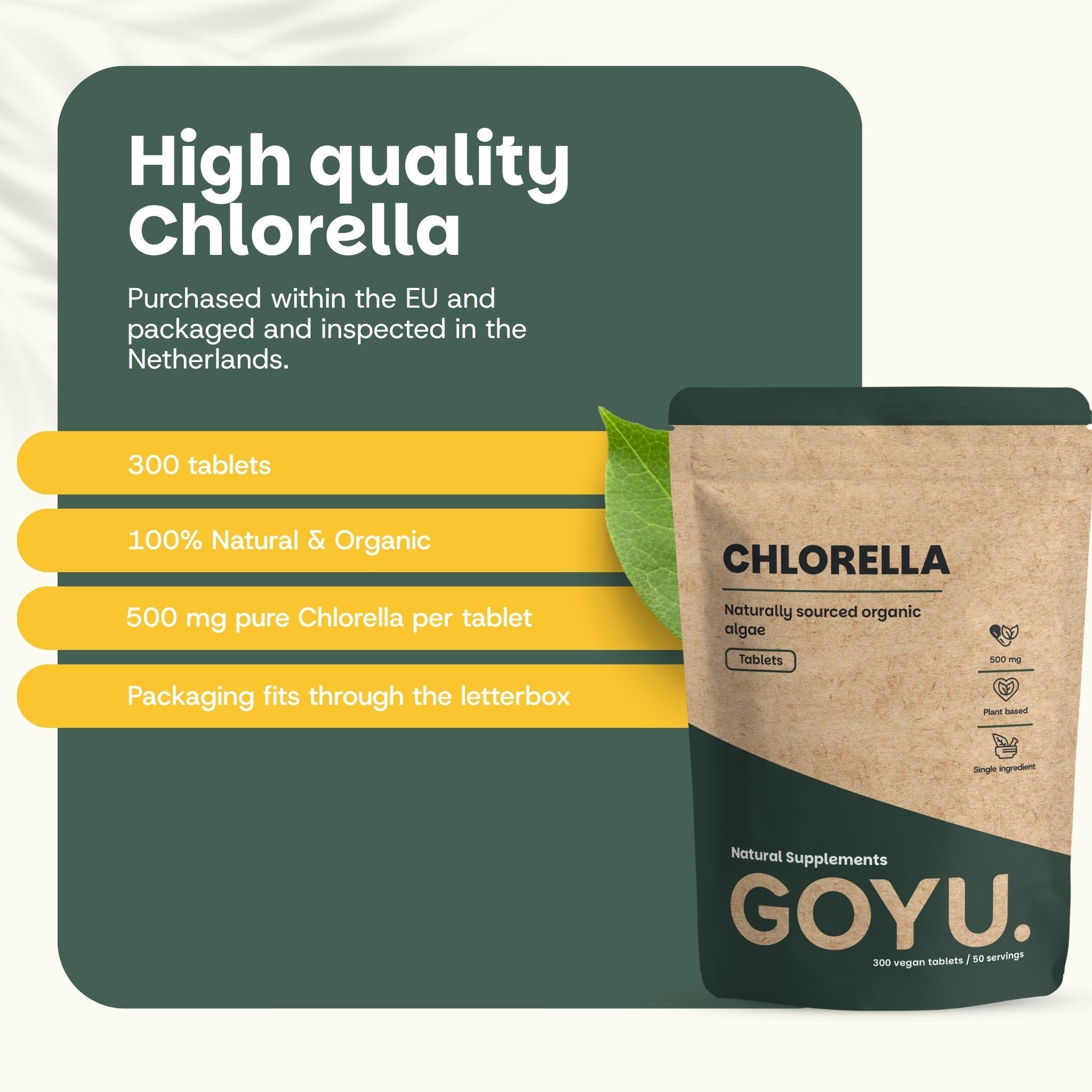 Sachet en papier de comprimés de Chlorella, Bio, avec avis clients et étoiles.