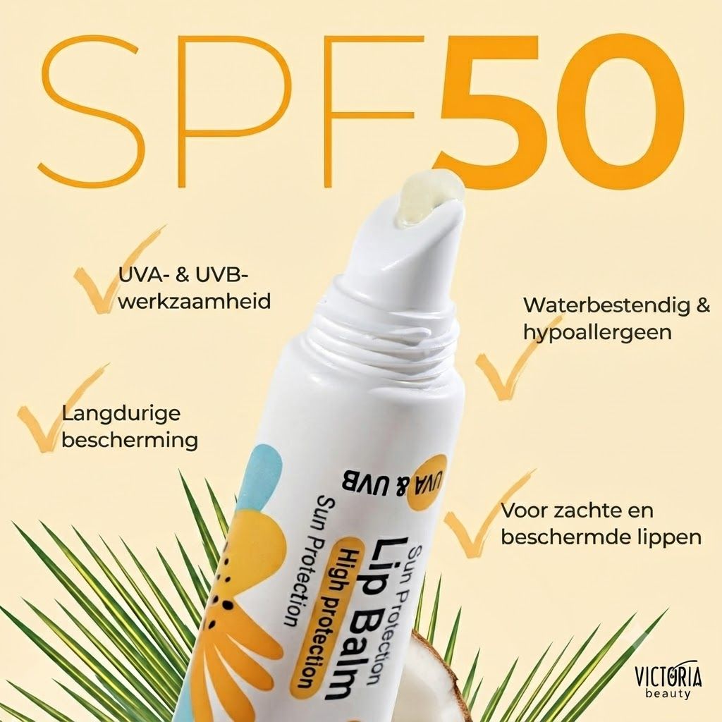 Lippenbalsem SPF 50, UVA- & UVB-bescherming, waterbestendig en hypoallergeen.