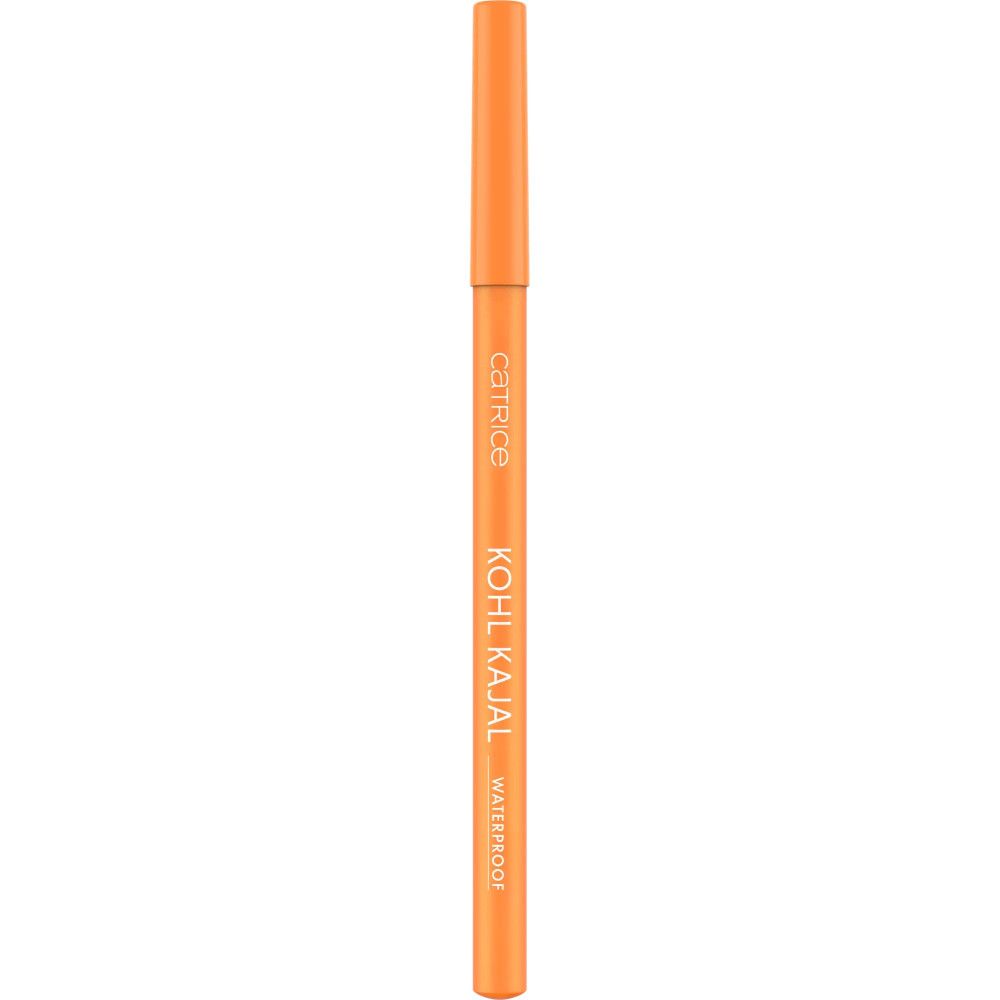 Crayon khôl orange avec texte noir. Inscription : KOHL KAJAL WATERPROOF. Marque : Catrice.