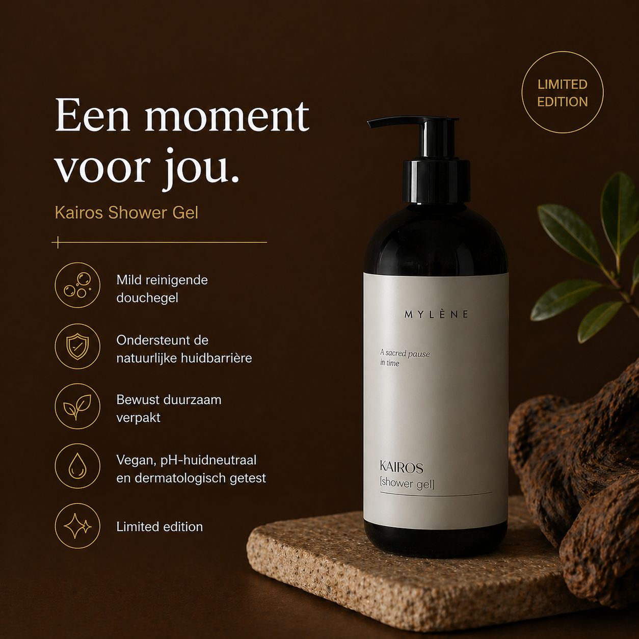 Kairos roller deodorant in donkere fles.