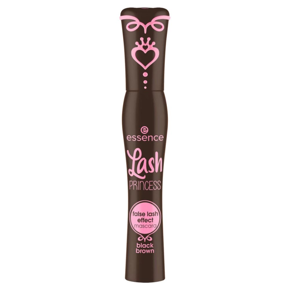 Mascara tube. Opschrift: Essence Lash Princess. Kleur: Black Brown. Roze accenten.