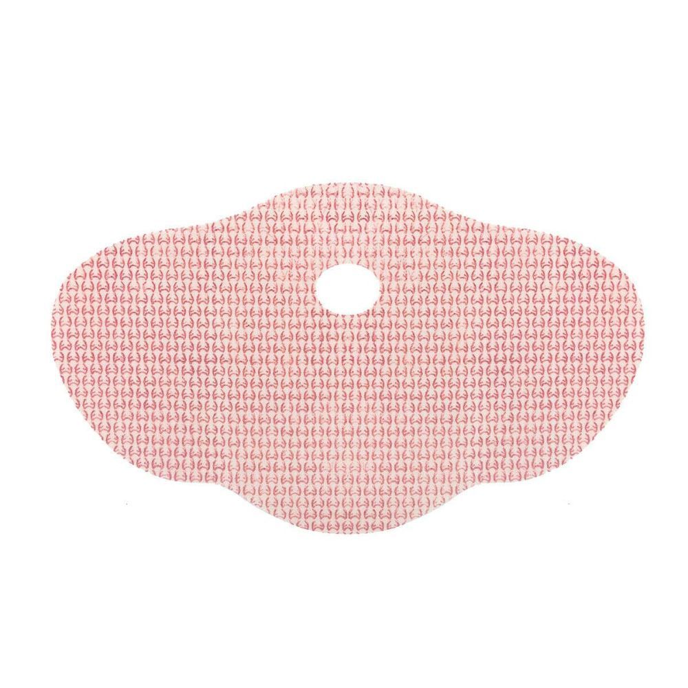 Patch amincissant, rose, ovale avec trou. Surface en tissu.