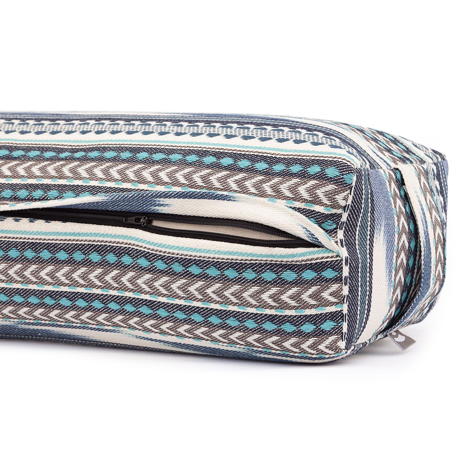 bodhi ETHNO Collectie: Salamba (rechthoekig) yoga bolster, zwart-wit-blauw