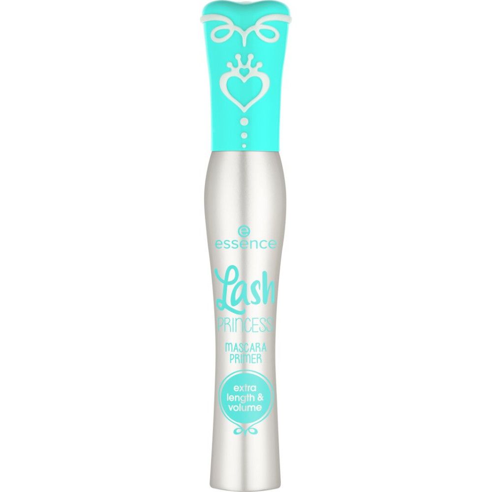 Mascara tube Essence Lash Princess met turquoise dop. Opschrift: Extra lengte & volume.