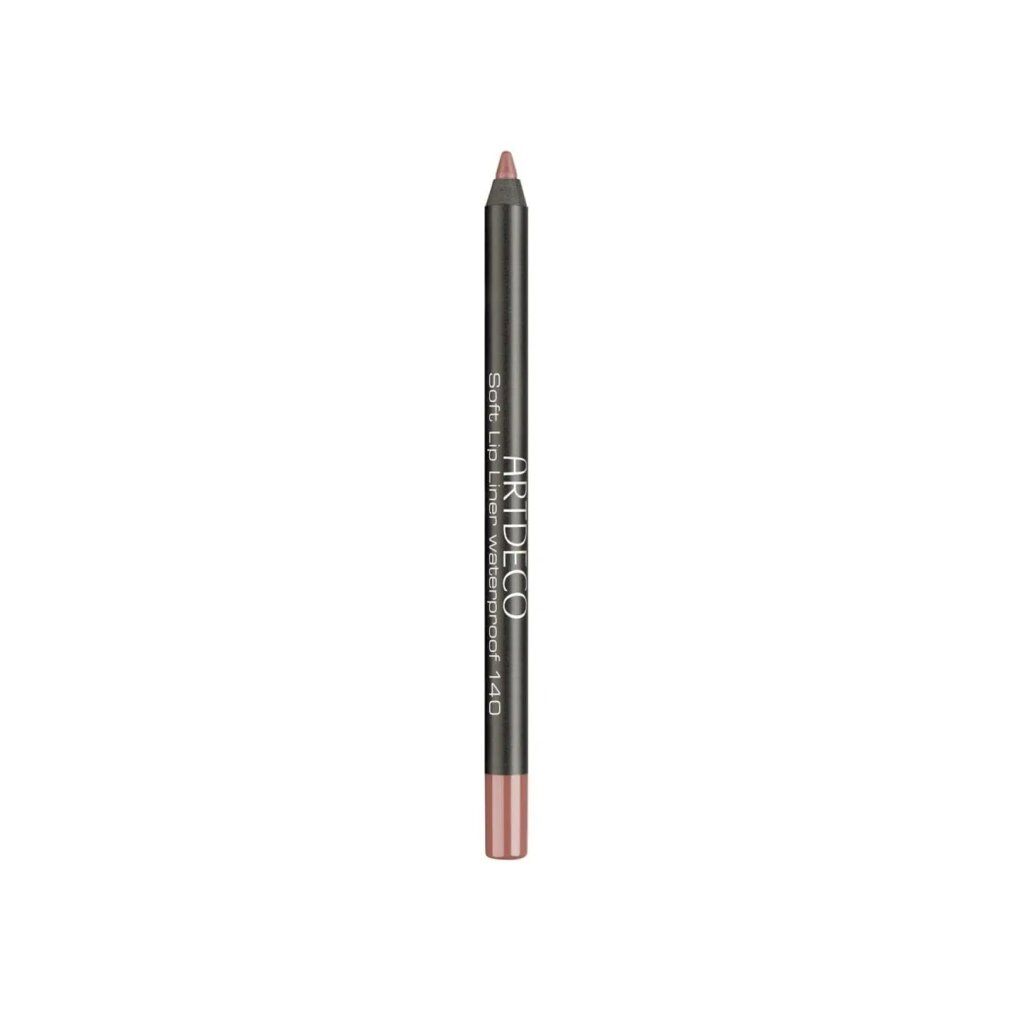 Lipliner potlood. Zwart, met productnaam en kleurnummer. Punt en uiteinde roze.