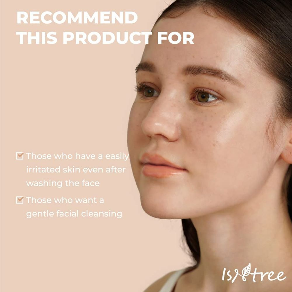 Gezicht van een vrouw. Tekst: Beveel dit product aan voor... en twee selectievakjes.