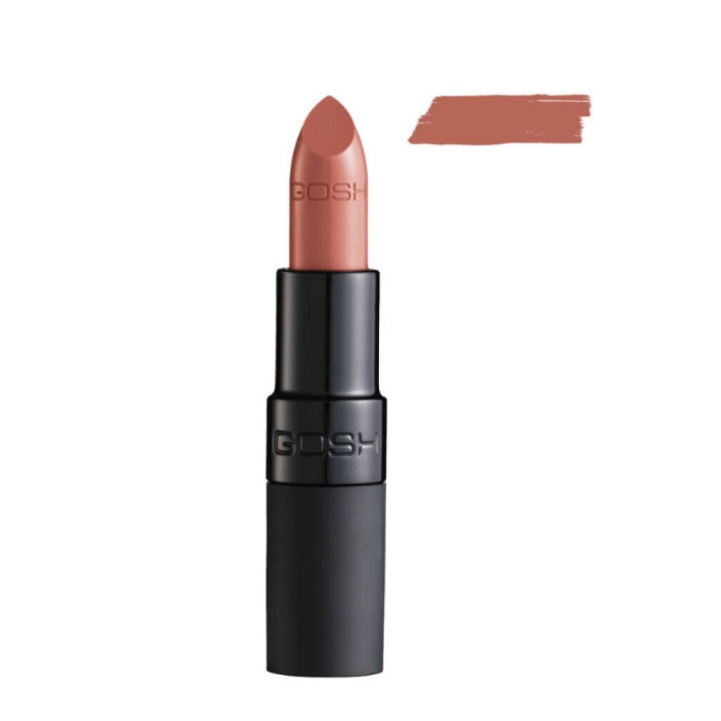 Gosh Velvet Touch Lipstick 003 Matt Antique en brun mat avec logo Gosh.
