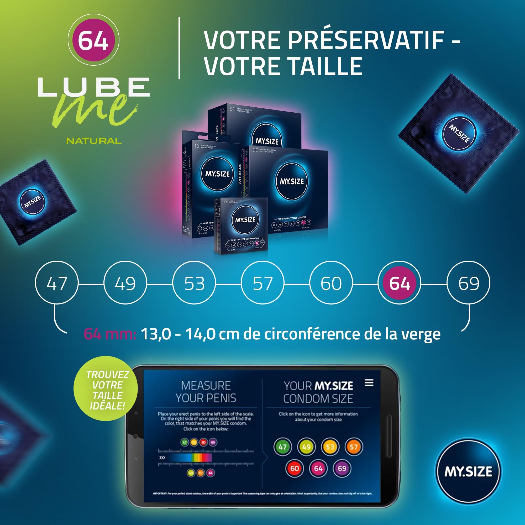MY.SIZE PRO Préservatifs + LUBE ME Natural + Body Candle Set