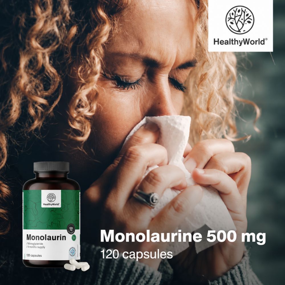 Monolaurine 500 mg, 120 capsules, met citaat.