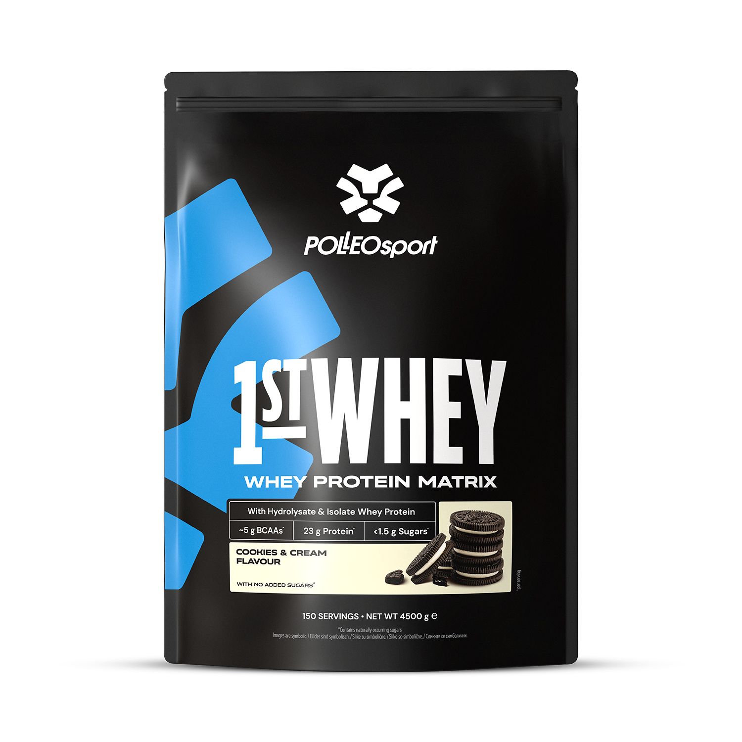 Polsport 1st Whey Protein Matrix zak, Cookies & Cream smaak, 4500g.
