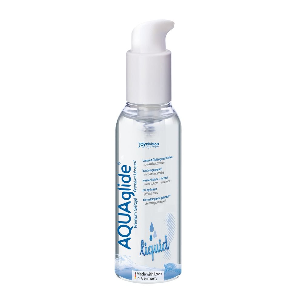 AQUAGLIDE Liquid Premium glijmiddel. Waterbasis, olie- en vetvrij, pH-geoptimaliseerd.