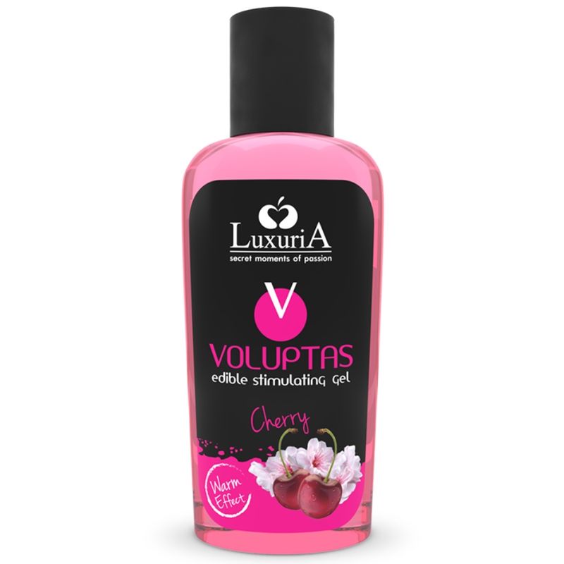 Eetbaar stimulerend gel Kersen met verwarmend effect, 100ml fles.