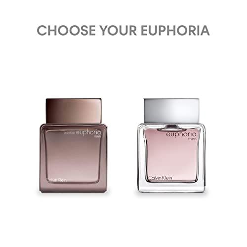 Twee flacons. Links: bruine flacon. Rechts: flacon met roze vloeistof. Opschrift "euphoria men".