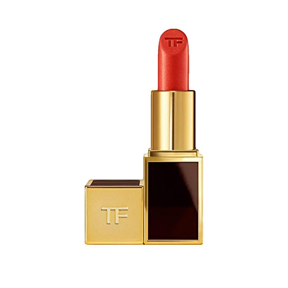 Rouge à lèvres doré avec pointe rouge. Étui noir et doré. Logo TF sur le capuchon et l'embout du rouge à lèvres.