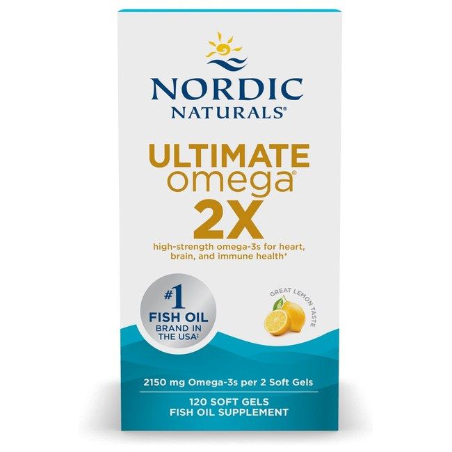 Nordic Naturals Ultimate Omega 2X, 120 gélules molles. Supplément d'huile de poisson au goût de citron.