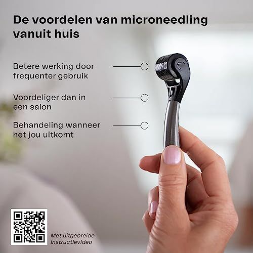 Vrouw met product in de hand. Tekst op het product: Layzin. Punten op het gezicht met teksten: Verzacht rimpels, etc.