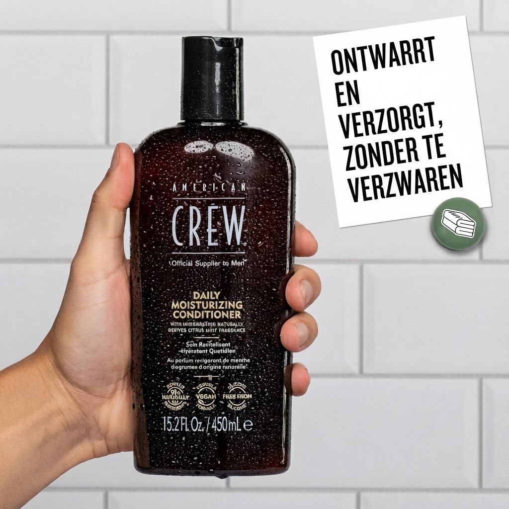 Stappen voor het aanbrengen van American Crew Daily Moisturizing Conditioner.