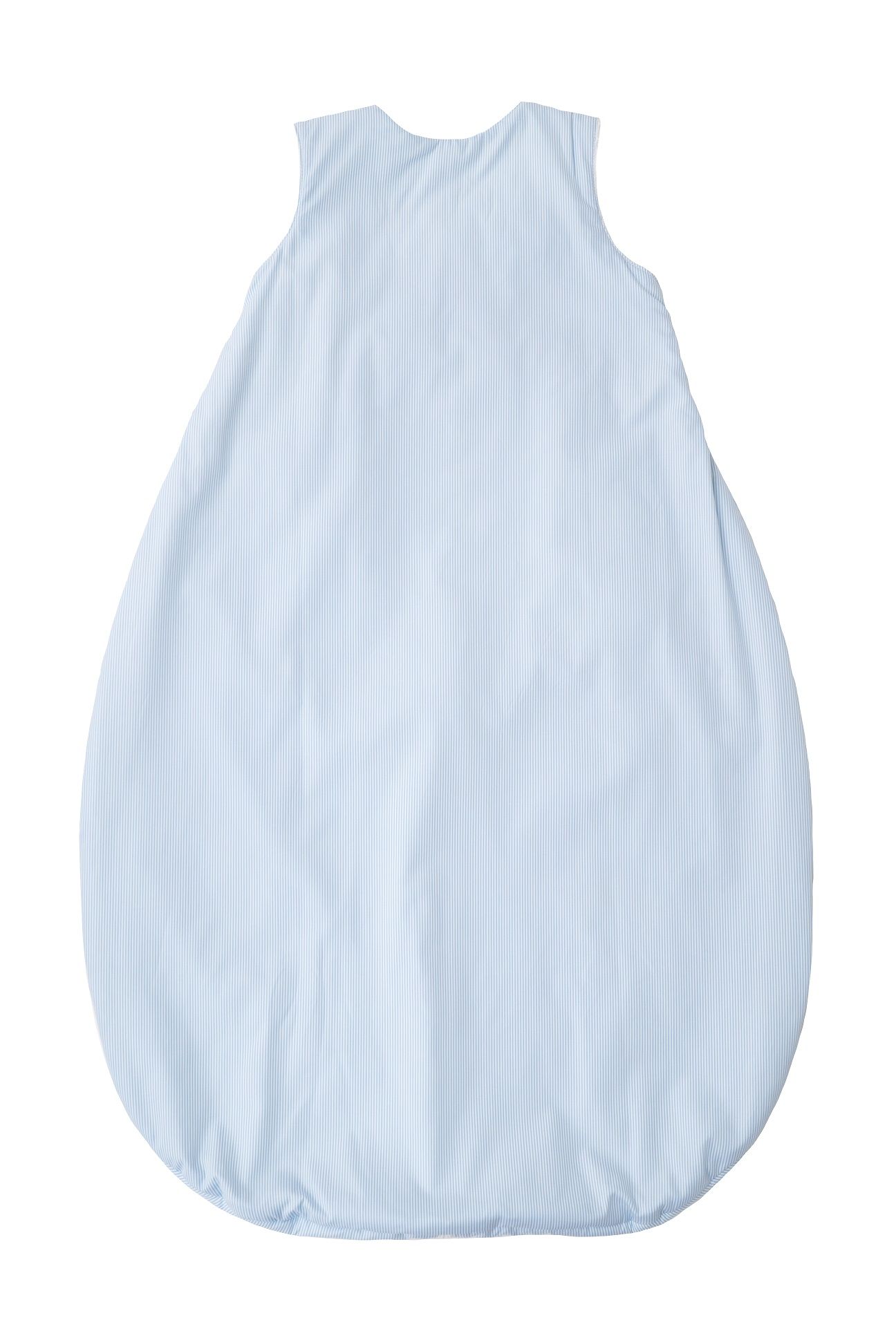 Gigoteuse bleu clair, dos. Tissu lisse, forme ovale, sans manches. Marque Tavolinchen.