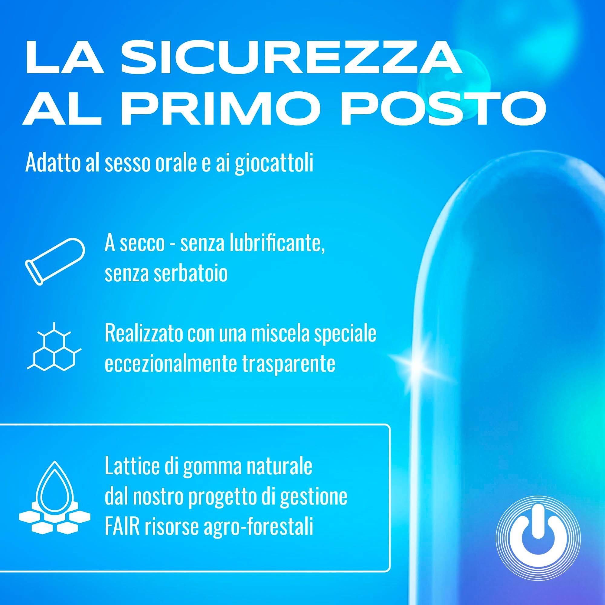 Préservatifs ON) Clinic, sans latex, transparents, sans lubrifiant, sans réservoir.