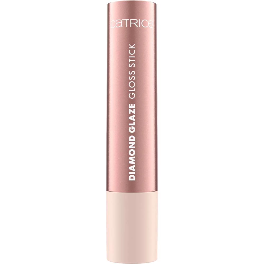 Catrice Diamond Glaze Gloss Stick. Roze huls met product. Verticaal aanzicht.