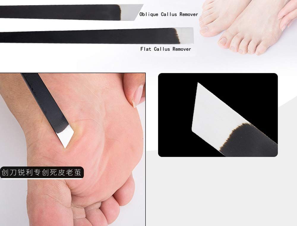 Outils pour enlever les callosités : oblique et plat.