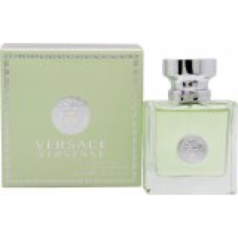 Versace Versense fles en verpakking. Groenachtige fles en doos met Medusa-logo.