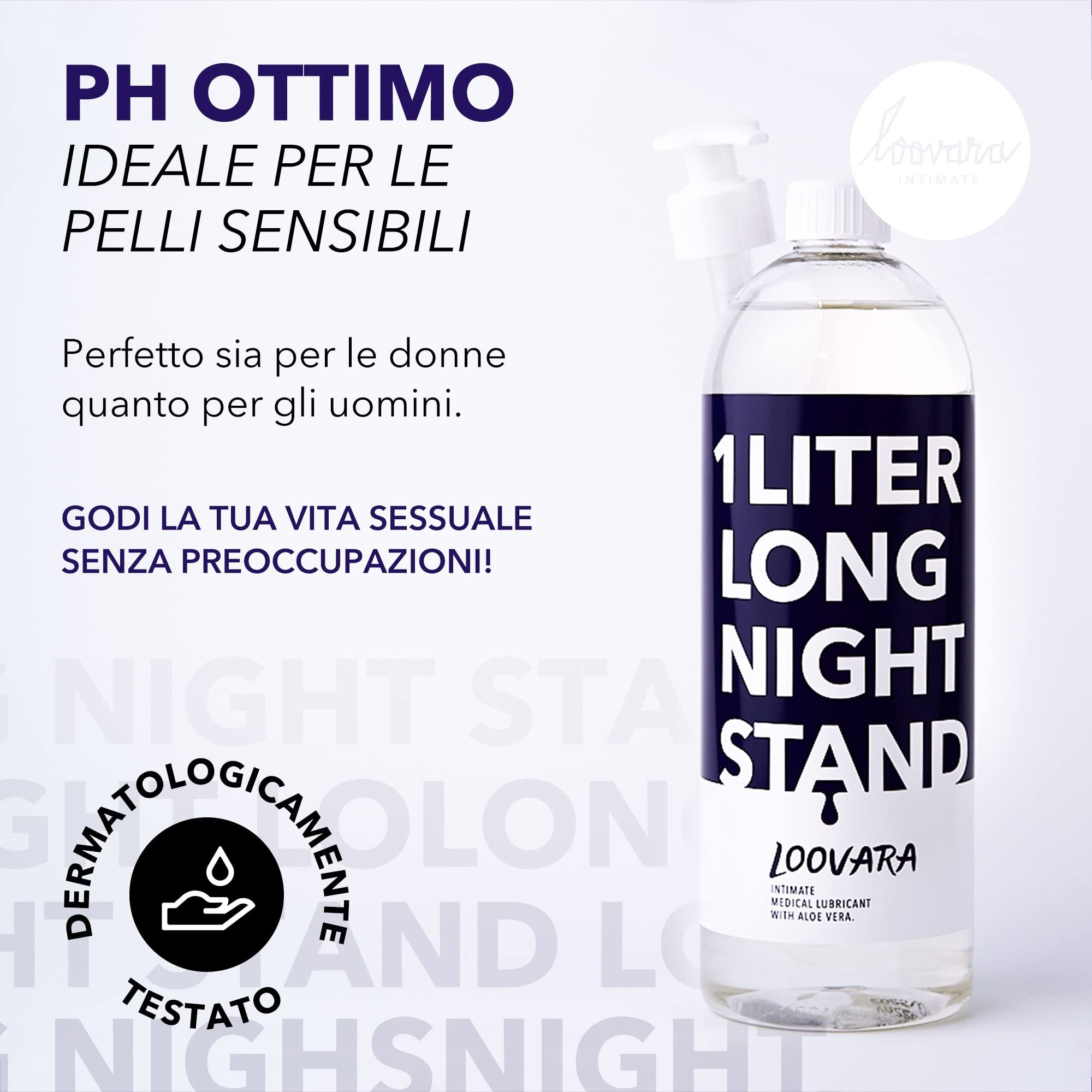 Lubrifiant Loovara Long Night Stand : pH optimal, testé dermatologiquement, pour peaux sensibles.