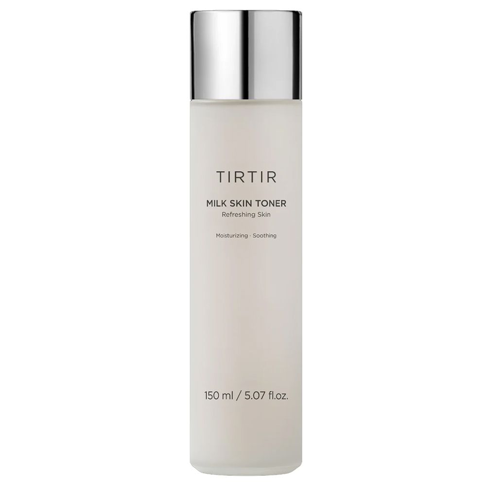 Bouteille de TIRTIR Milk Skin Toner avec bouchon argenté. 150 ml / 5.07 fl.oz.