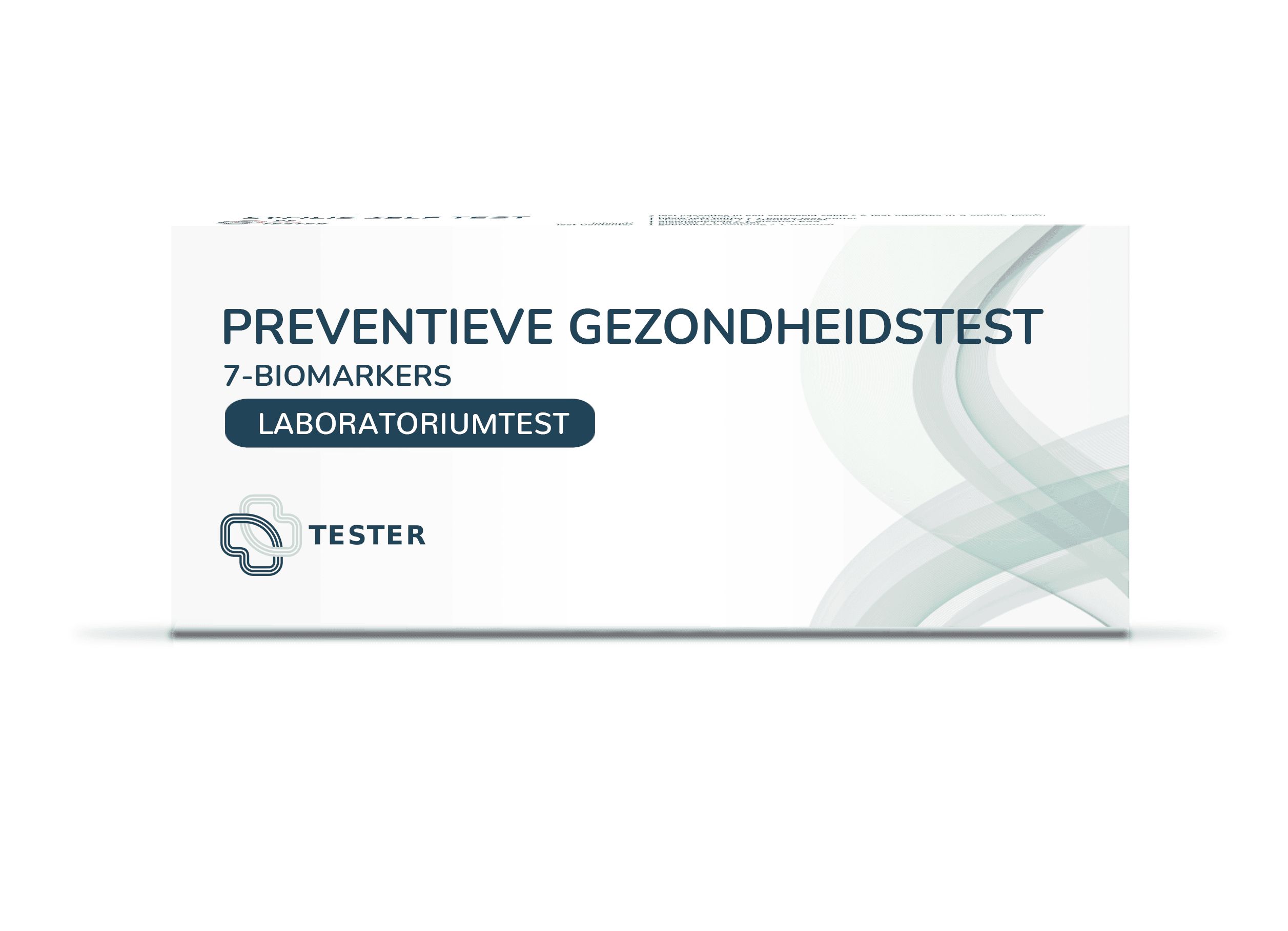 Verpakking van een preventieve gezondheidstest voor 7 biomarkers.