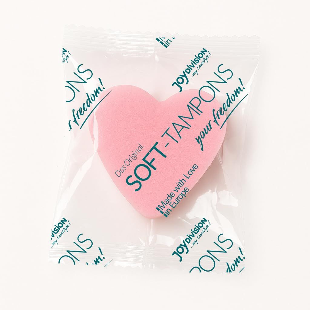 Tampon cœur rose emballé individuellement avec logo JOYDIVISION.