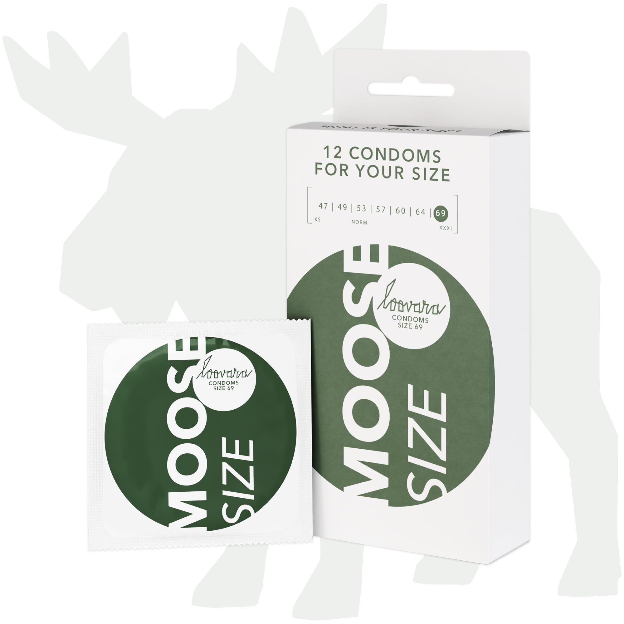 Emballage de préservatifs Loovara Moose XXXL de 12 pièces.